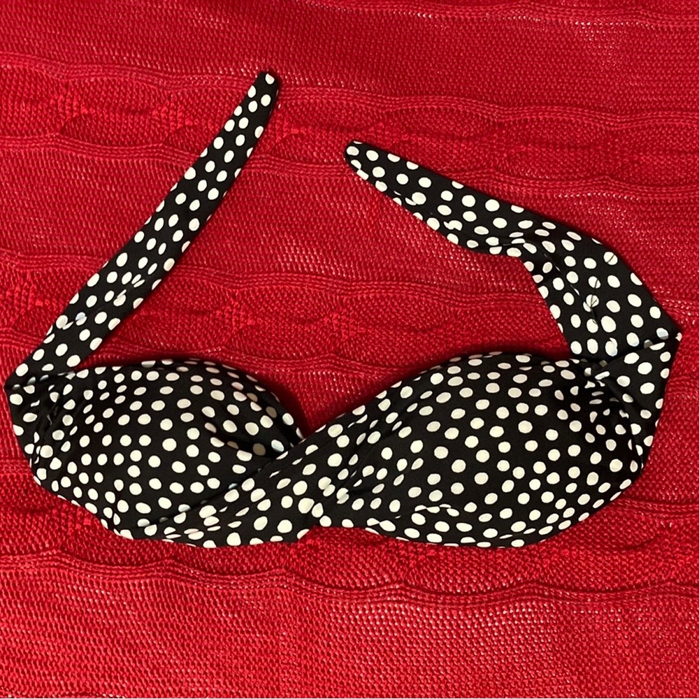 Women's Black & White Polka Dot Halter Bikini Top